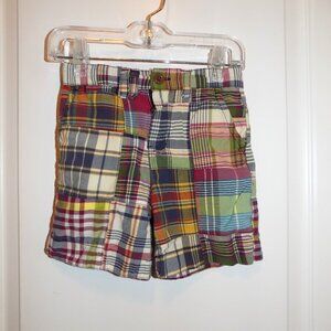 POLO Ralph Lauren Shorts Boys 3T Multi-color Plaid Madras Patchwork Adjustable